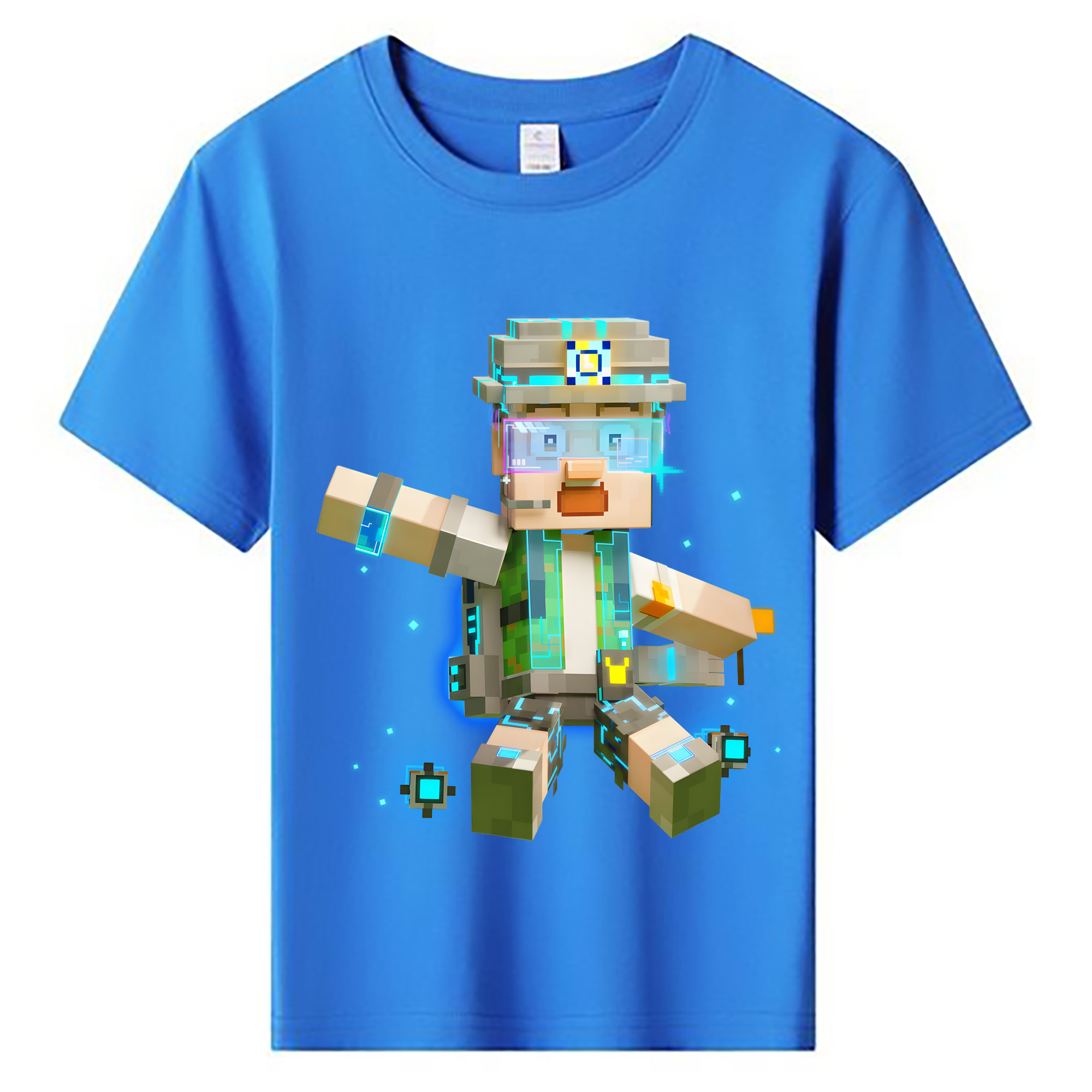 （画像用） マインクラフト ブロックの世界 Minecraft MC Block world 綿100％キッズTシャツ（フロントプリント）